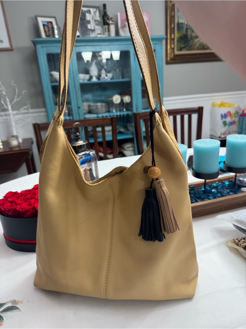 The Sak Yellow Huntley Leather Shoulder Bag with Tassels